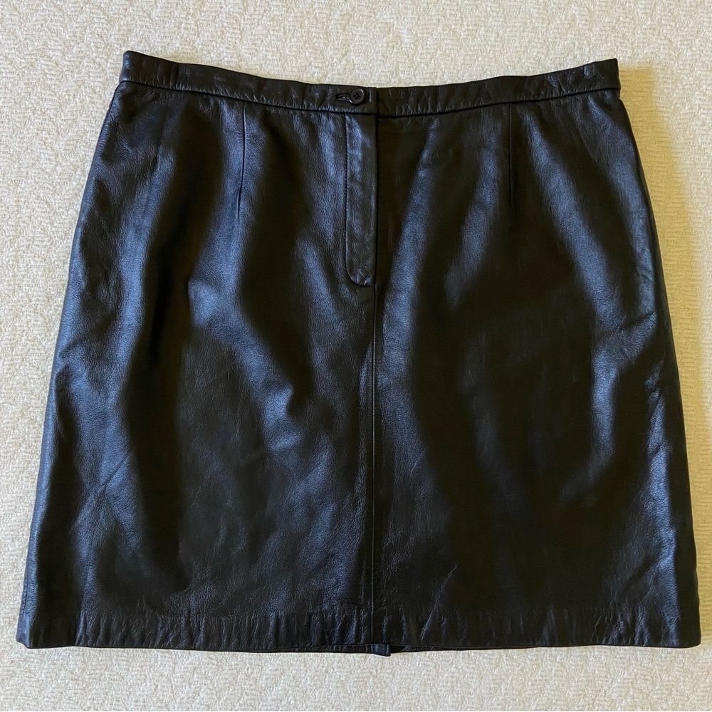 Apostrophe Black Leather Mini Skirt